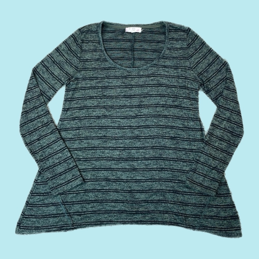 Stripes - Forest Green and Black Striped Long Sleeve Shirt